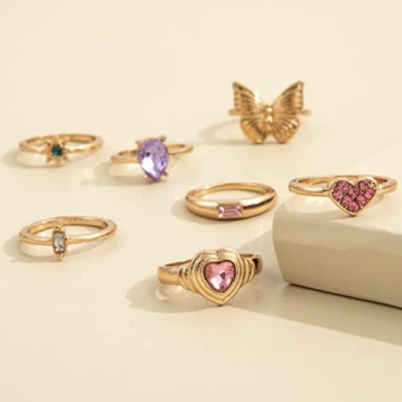 7PC Gold Stackable Ring Set - Picture 4 of 4